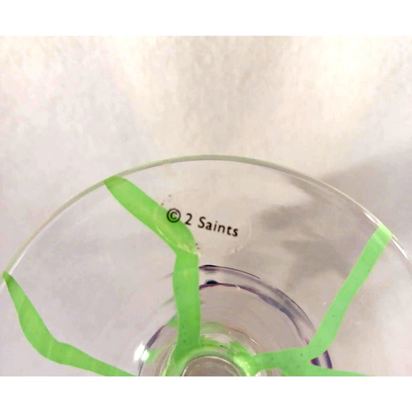 2 Saints HAND PAINTED 9" WINE GLASS Sparkle Violets Flowers w Bling Diamonds - Picture 11 of 16